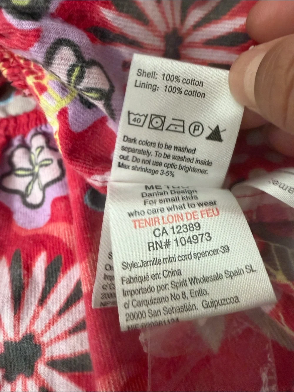 me too Red Floral Button-Front Ruffle Dress Size 2Y